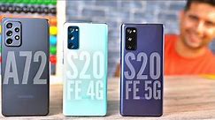 Samsung Galaxy A72 vs S20 FE Exynos vs S20 FE 5G Full Comparison