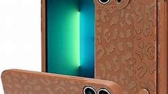 OOK Compatible with iPhone 13 Pro Max Leopard Print Case with Wrist Strap, Brown Leopard iPhone 13 Pro Max 6.7inch Cover Cheetah Print with Camera Protection for Women Girls, Brown Leopard