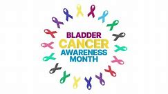 Bladder Cancer Awareness Month In and Out text Animation In Ribbon Circle Moving Background, Bladder Cancer Awareness Month motion graphic Video for celebration.