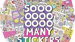 Just My Style 1500+ Stickers, Kawaii Y2K Sticker Book with Positivity Quotes, Sweet Treats, Unicorns, Fun Craft Stickers, for Girls Kids Teens Adults