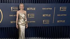 Carey Mulligan glitters in gold at 2024 SAG Awards Red Carpet