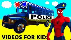 Policeman Spiderman Cartoon on POLICE BUS and CARS for Kids and Children's Nursery Rhymes Songs