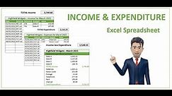 Income and Expenditure Spreadsheet [ Step by Step instructions ]