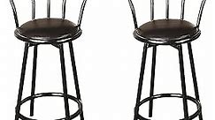 Coaster Home Furnishings Modern Retro 30-Inch Counter Height Pub Chair Swivel Bar Stool Barstool PU Leather Seat with Metal Frame, Set of 2, Black