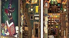 CUTEBEE DIY Book Nook Kit for Adults and Teens, DIY Miniature House Dollhouse Kit Tiny Magic House Bookshelf Insert Decor Booknook Model Build Gift Kit Alley with LED Light (Magic Pharmacist)
