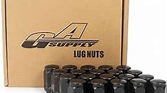GAsupply Black Lug Nuts, 1/2-20 Closed End Bulge Acorn Lug Nuts 3/4 inch 19mm Hex 1.38 inch Tall 60 Degree Conical Seat