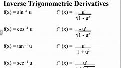 Derivatives Inverse Trig. Functions