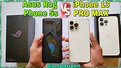 iPhone 13 PRO MAX vs Asus Rog phone 5s speed test and all comparison gaming and video saving test