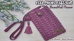 How to Crochet Cross Body Bag/Cell phone Case - Merajut tas selempang (tas hape)