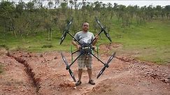 Flight of the Giant Quadcopter Heavy lifter drone