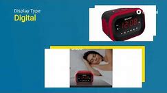 Sharp Big Bang Alarm Clock: 6 Loud Wake Up Sounds, Up to 115db Volume, Red/Black, Red LED Display