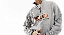 Volcom varsity half zip sweatshirt in grey | ASOS