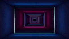 A screensaver of geometrically clear neon rectangles forming a tunnel. Seamless loop.