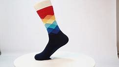 uxcell Mens Dress Socks Argyle Colorful Rainbow Funky Crew Sock 6 Pairs