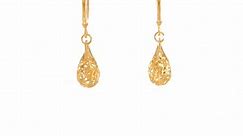 14k Yellow Gold Diamond-Cut Dangle Leverback Earrings