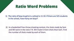 Ratio Word Problems - Algebra 1
