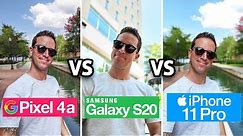 Pixel 4a vs Galaxy S20 vs iPhone 11Pro: Camera Test Comparison!