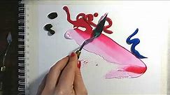 Pictura abstracta in Acrilice pe hartie - How to paint Abstract acrylic painting knife