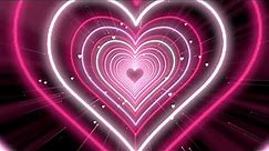 Heart Tunnel💖Pink Heart Background | Love Heart Tunnel Neon Heart Background Video Loop-4K