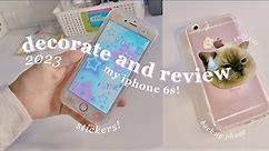 iphone 6s decorate and review in 2023 🌸 back up phone! + cute case and pop socket