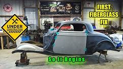 34 Ford Coupe Fiberglass Repairs - Trunk Lid Fix