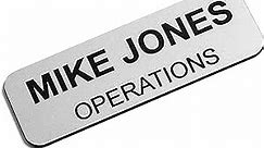 Custom Engraved Name Tag Badges – Personalized Identification with Pin or Magnetic Backing, 1 Inch x 3 Inches, Silver/Black