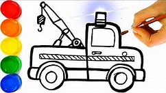 How to Draw a Tow Truck - Coloring Construction Trucks for Kids