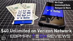 $40 on Verizon | Visible Wireless | Unlimited Data, No Throttling, Unlimited Hotspot, No Contract