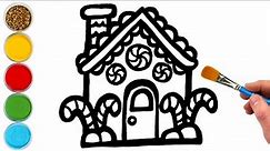Gingerbread House Drawing, Painting and Coloring for Kids & Toddlers | Let's Draw, Paint Together