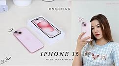 iPhone 15 Pink: Unboxing & Accessories | បើកប្រអប់