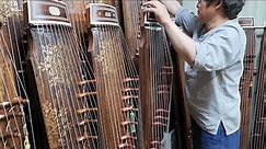 Steps of making a gayageum with 1000's of hands. Korean traditional string instrument expert