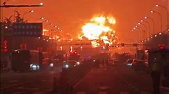 China: Massive Fire Erupts At Warehouse In Qingdao, Shandong