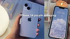 iphone 14 (purple) unboxing 🙇🏻‍♀️🍒☁️ + MOFT unboxing