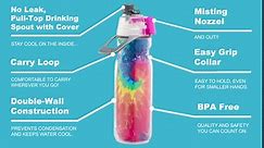 O2COOL Mist 'N Sip Misting Water Bottle 2-in-1 Mist And Sip Function With No Leak Pull Top Spout Sports Water Bottle Reusable Water Bottle - 20 oz (Patriot)