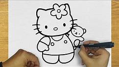 HOW TO DRAW HELLO KITTY STEP BY STEP | DRAWING KITTY EASY