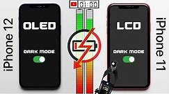 iPhone 12 (OLED) vs. iPhone 11 (LCD) Dark Mode Battery Test