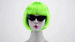 Green Short Bob Cosplay Flapper Wig-Synthetic Costume Party Women's Natural Looking St. Patrick's Day Carnival Halloween Christmas Bangs Wigs