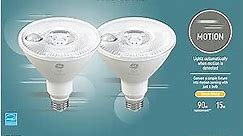 GE LED+ Motion Sensor LED Light Bulbs, 15W, PAR38 Outdoor Security Floodlight, Warm White (2 Pack)