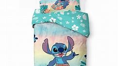 Lilo and Stitch 2-Piece Twin/Full Reversible Comforter and Pillowcase Bedding Set, Microfiber, Blue, Disney