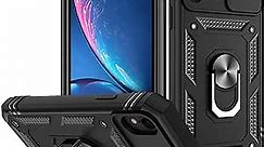 Fetrim Case for iPhone XR, Camera Cover Phone Case with Rotation Ring Stand for Apple iPhone XR - Black