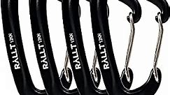 RALLT Wire Gate Carabiners - 12kN (2687lb) Snag-free Heavy Duty Carabiner Clip for Hiking, Hammock & Backpacking - Made with Lightweight, No Rust Aluminum Material- Camping Accessories (Black, 4 Pack)