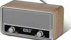 AM FM Radio Plug in Wall, Radio with Bluetooth for Home, Best Reception Clock Radio with LCD Display, Sleep/40 Presets Retro/Vintage Bluetooth Radio for Indoor Kitchen Bedroom Work