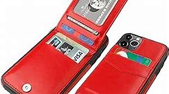 KIHUWEY iPhone 11 Pro Case Wallet with Credit Card Holder, Premium Leather Magnetic Clasp Kickstand Heavy Duty Protective Cover for iPhone 11 Pro 5.8 Inch(Red)