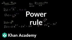 Power rule | Derivative rules | AP Calculus AB | Khan Academy
