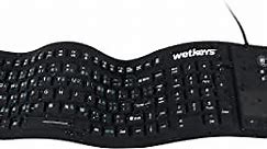 WetKeys "Flex Touch Full-Size Flexible Silicone Waterproof Keyboard with Touchpad and ON/Off Switch (USB) (Black) | KBWKFC103STi-BK