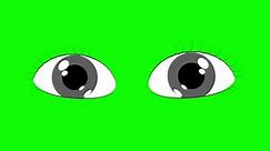 Cartoon Blinking Eyes Icon on Green Screen Background. 4K (Chroma key).