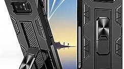 Compatible for Samsung Galaxy Note 8 Case with HD Screen Protector, Gritup Military Grade Dual Layer Protective Shockproof Cover Built-in Magnetic Kickstand Phone Case for Samsung Note 8, Black