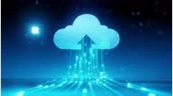 cloud computing icon with flowing data, data line stream to cloud...