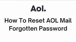 How To Reset AOL Mail Forgotten Password | Recover AOL Email Password (2023)