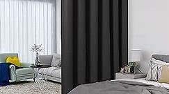LORDTEX Black Room Divider Curtains - Total Privacy Wall Room Divider Screens Sound Proof Wide Blackout Curtain for Living Room Bedroom Patio Sliding Door, 1 Panel, 8.3ft Wide x 7ft Tall